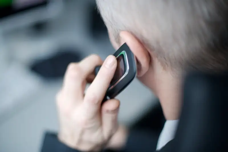 Businessman talking on cell phone