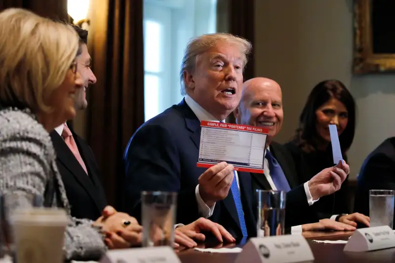 U.S. President Donald Trump promotes tax plan as he meets with House Republican leaders at the White House in Washington