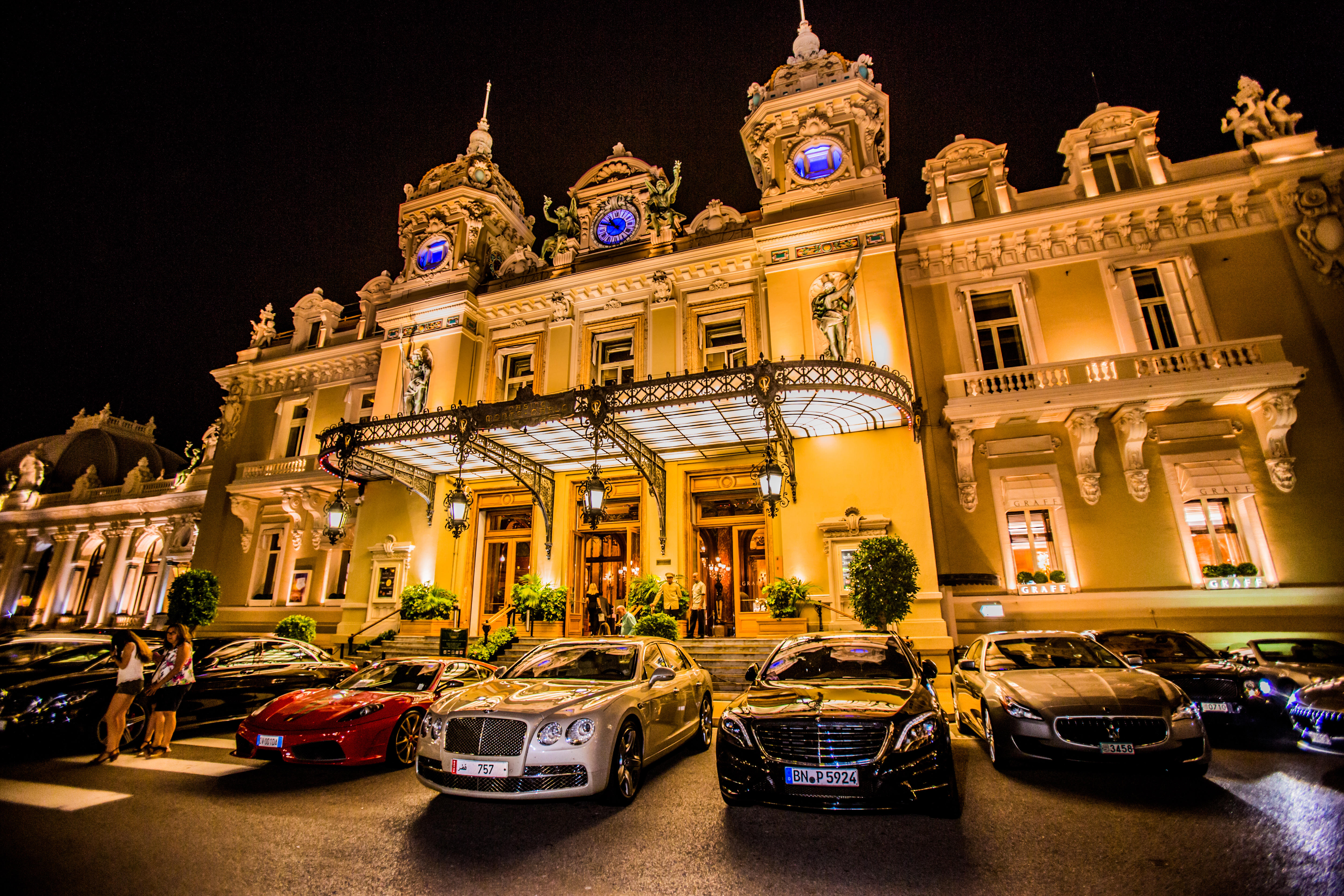 Casino at night, Monaco, Europe