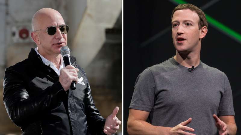 (left to right) Jeff Bezos and Mark Zuckerberg