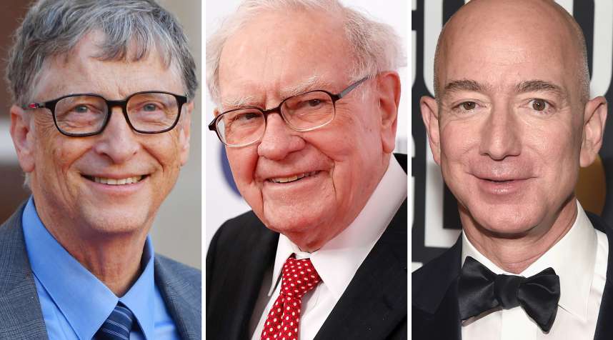(left to right) Bill Gates, Warren Buffet, Jeff Bezos
