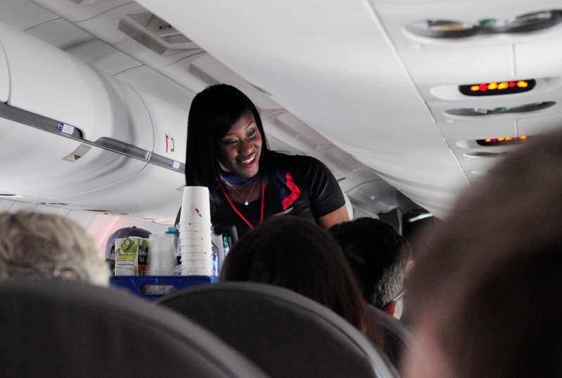 An American Airlines flight attendant