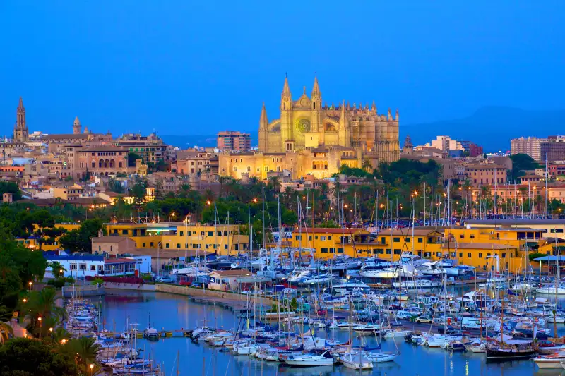Cathedral and Harbour, Palma, Mallorca, Spain, Europe