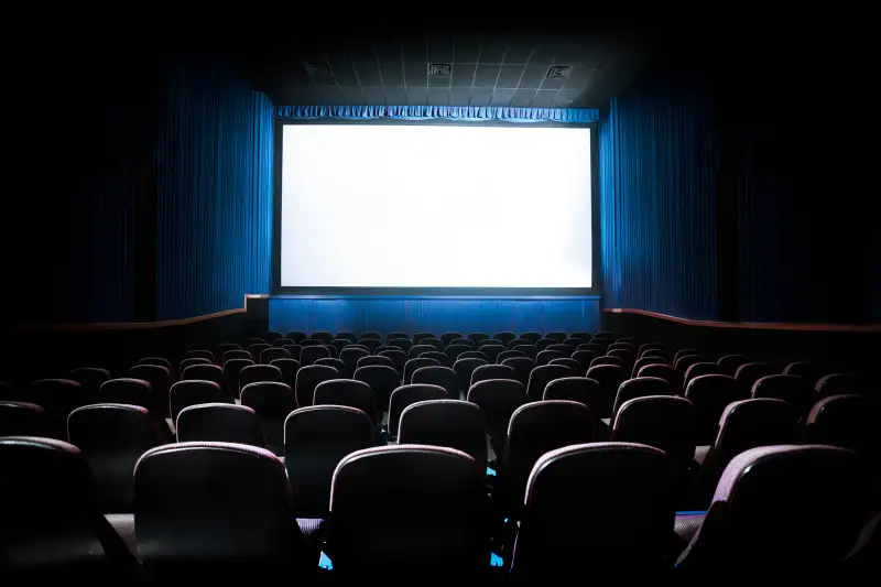 High contrast image of movie theater screen