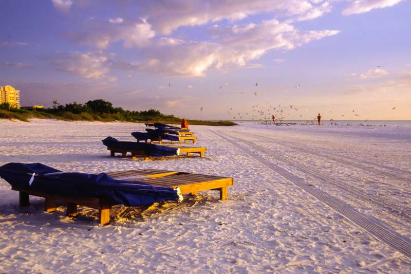 Lounge Chairs At Fort Myers Beach During Winter