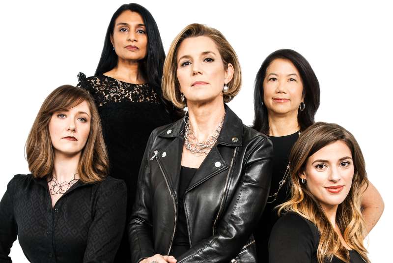 Team Ellevest (clockwise from center): CEO Sallie Krawcheck; Sylvia Kwan, chief investment officer; Alexandria Stried, chief product officer; Melissa Cullens, chief design officer; and Neshie Tiwari, chief compliance officer.