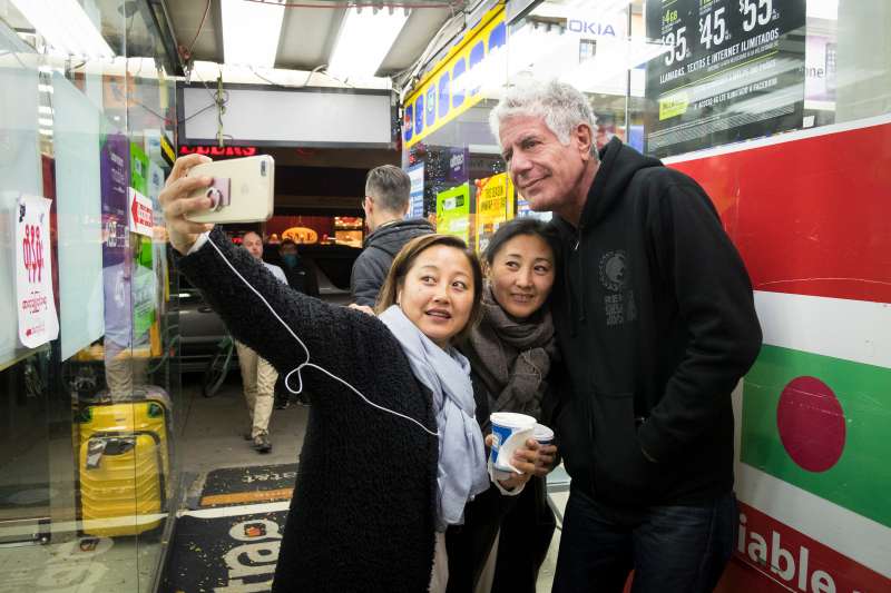 Anthony Bourdain films Parts Unknown Queens in New York, New York on November 11, 2016.