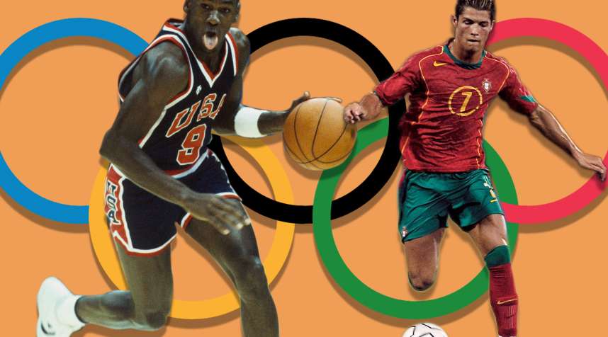 Photo illustration of Michael Jordan and Cristiano Ronaldo during the Olympics.