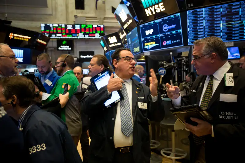 Trading On The Floor Of The NYSE As Rate Angst Sends Dow Down 600 Points