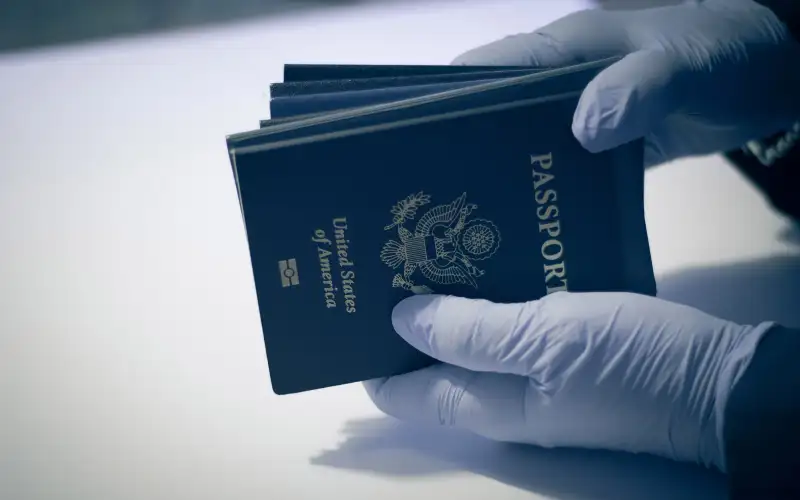 Unrecognizable person, having american passport