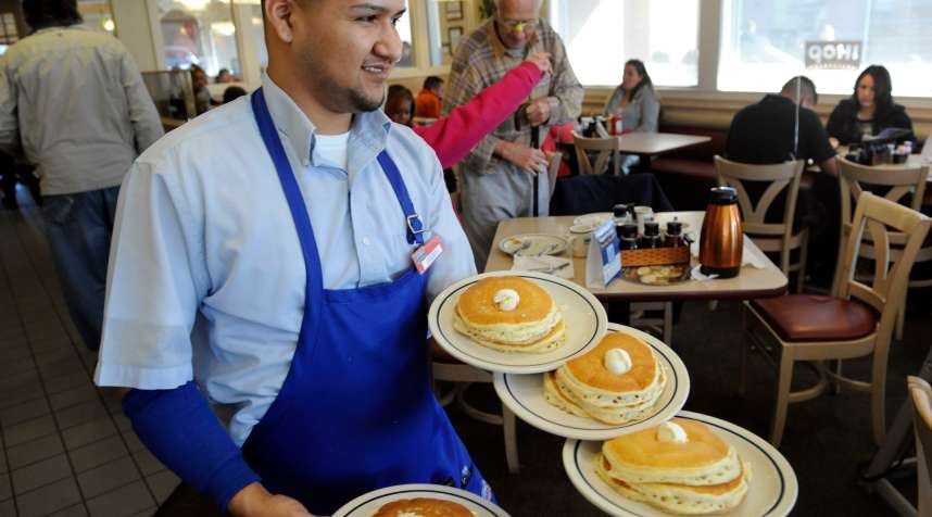 Tuesday is National Pancake Day at IHOP, when all customers get a free short stack of pancakes.