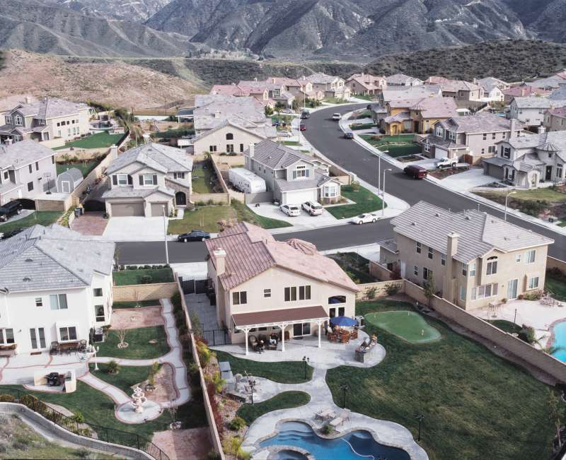 bird's eye view of residential subdivision