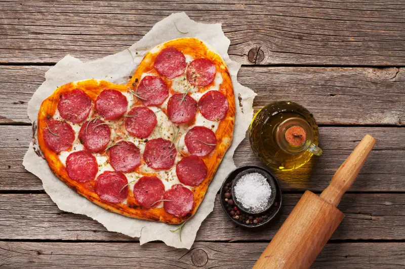 Heart shaped pizza