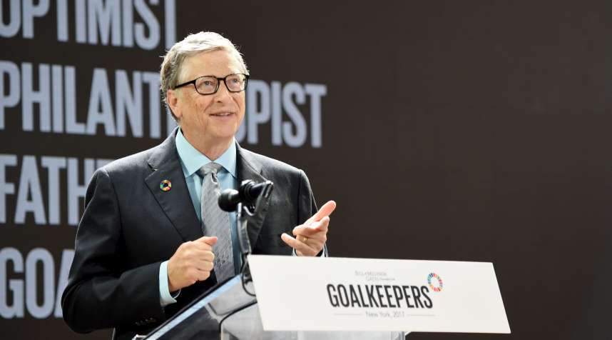 Bill &amp; Melinda Gates Foundation co-founder Bill Gates speaks at Goalkeepers 2017, at Jazz at Lincoln Center on September 20, 2017 in New York City.  Goalkeepers is organized by the Bill &amp; Melinda Gates Foundation to highlight progress against global poverty and disease, showcase solutions to help advance the Sustainable Development Goals (or Global Goals) and foster bold leadership to help accelerate the path to a more prosperous, healthy and just future.