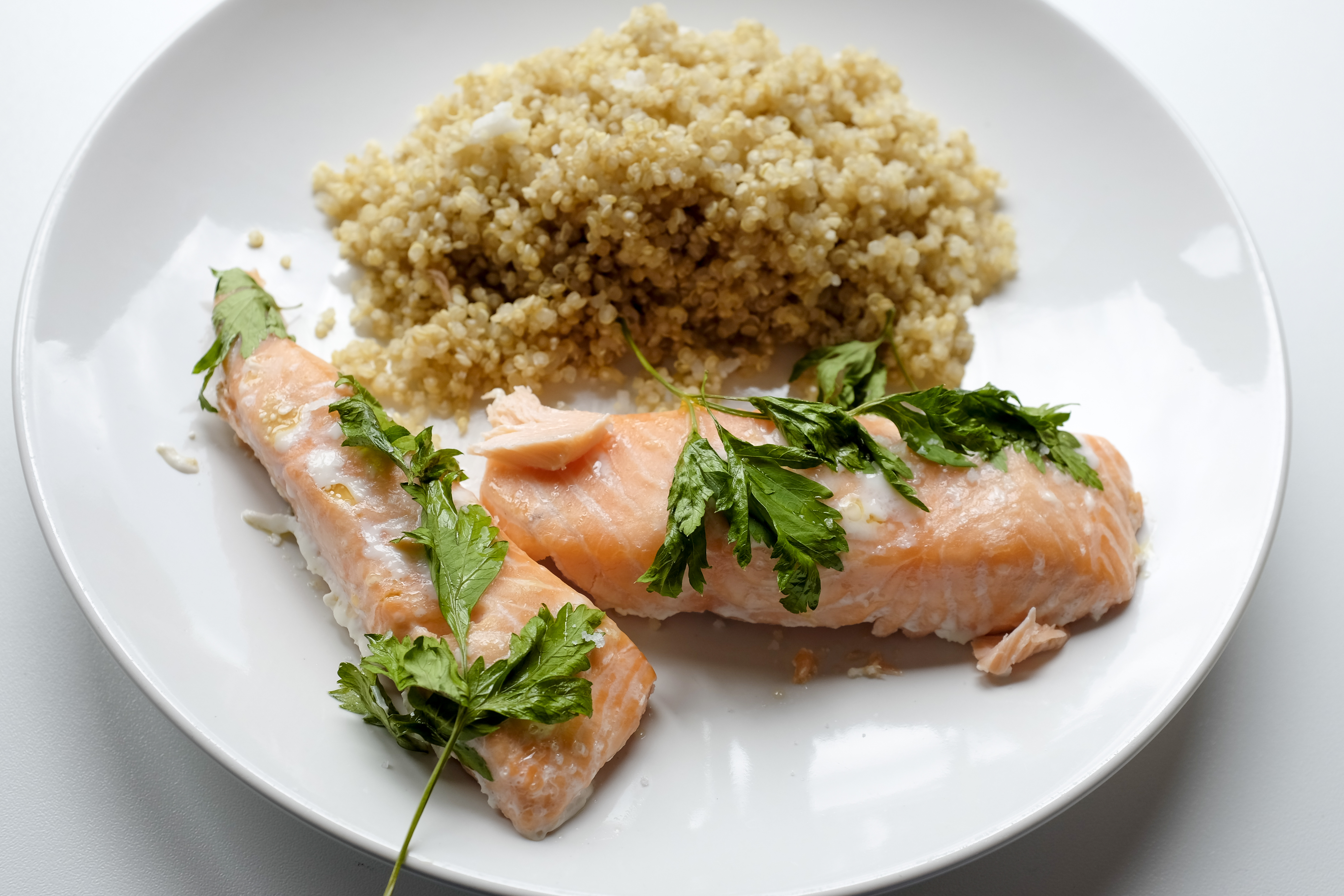 Plate of salmon with quinoa