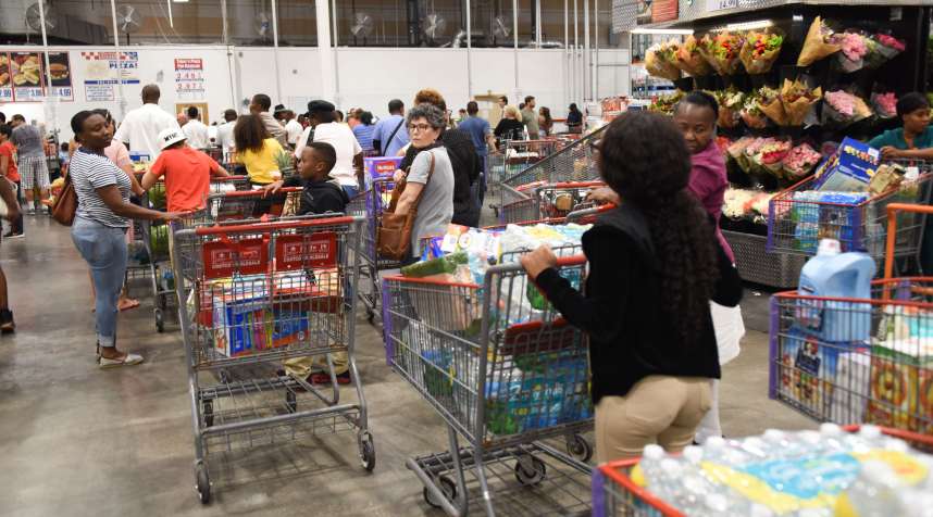 Very long checkout lines at Costco as some people waited up to 8 hours to check in, shop and leave in preparation for Hurricane Irma on September 5, 2017 in North Miami.