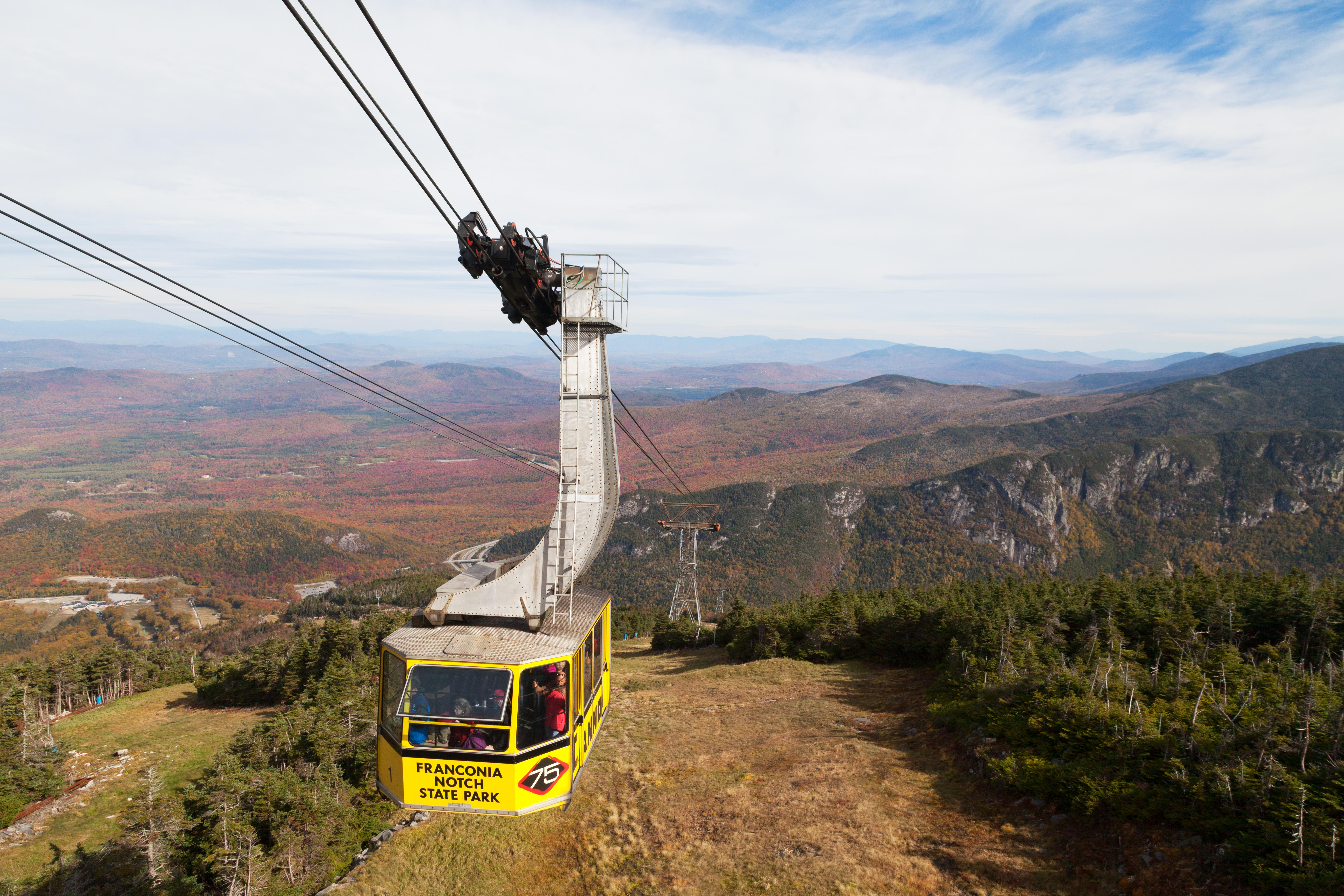 The Cannon Mountain Aerial Tramway or Cable Car, Franconia Notch State Park, White Mountains New Hampshire USA