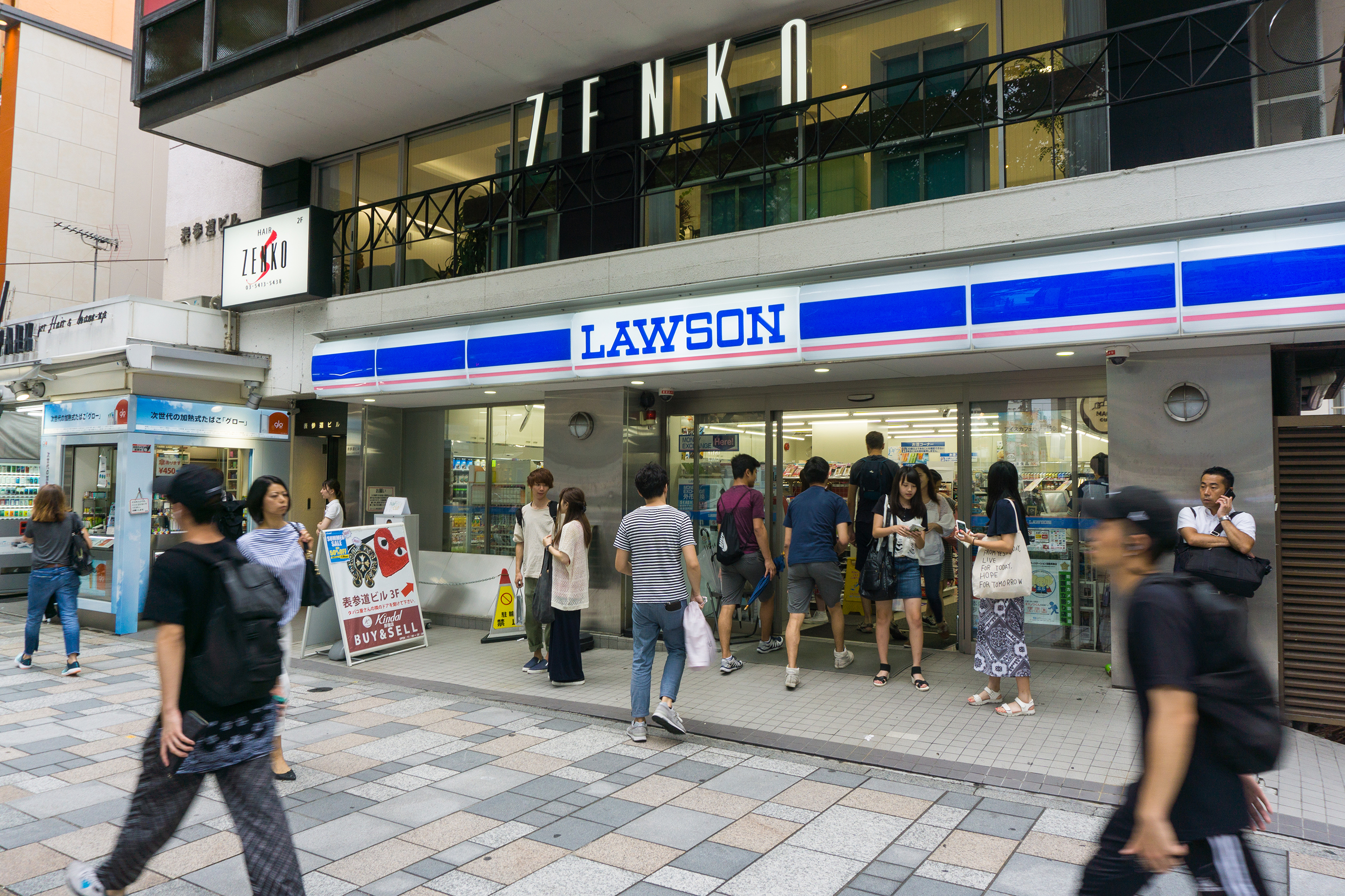 TOKYO , JAPAN - July 26, 2017 : Lawson store in Harajuku district Tokyo , Japan. There are 9,065 Lawson brand stores in Japan