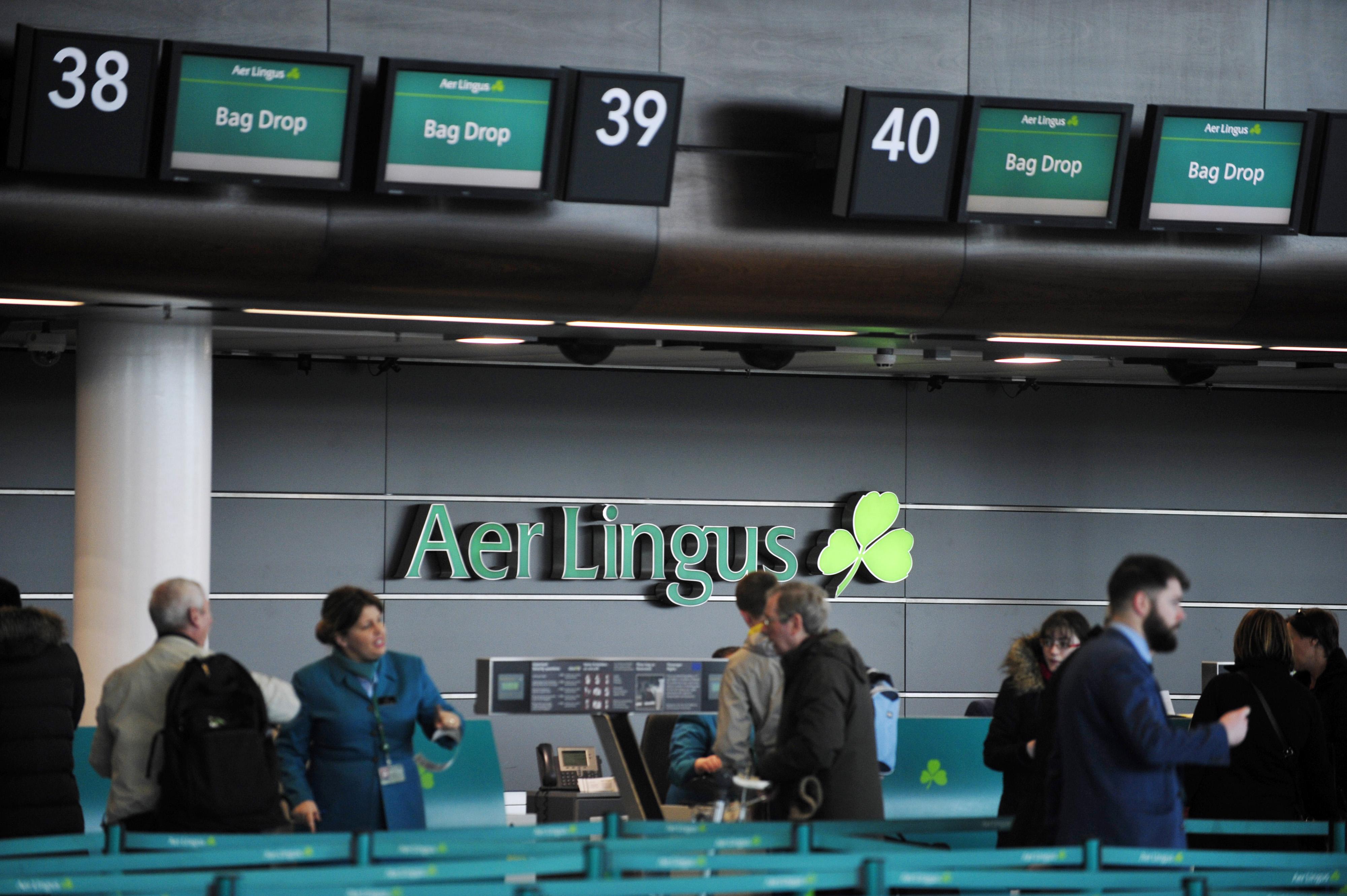 Aer Lingus Aircraft And Check-In Desks At Dublin Airport