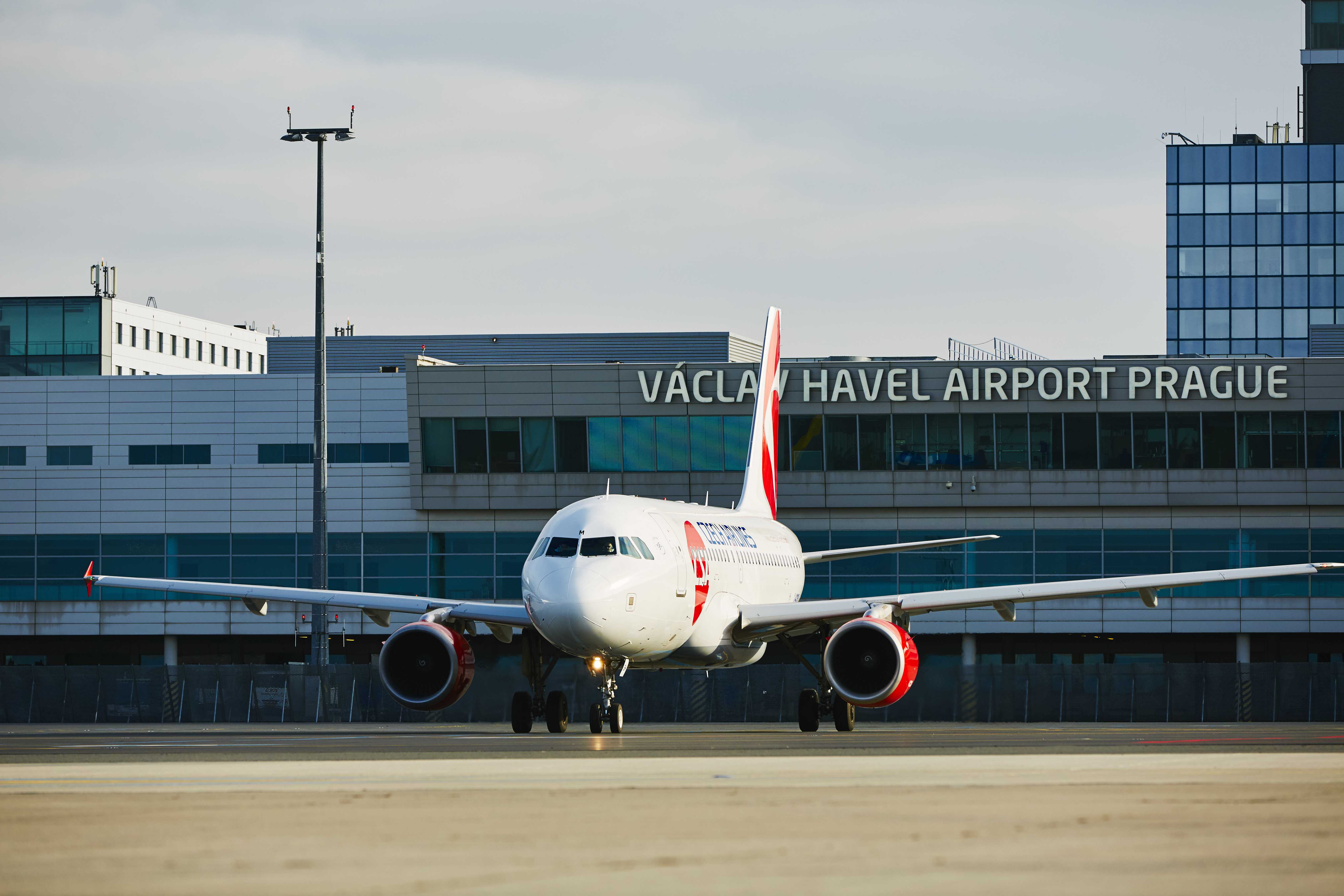 Airbus A319 of Czech Airlines at Vaclav Havel Prague Airport in the Czech Republic in December 21, 2014.