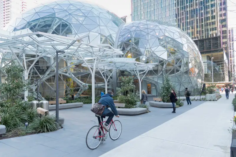 The Amazon company campus in South Lake Union Cascadia neighborhood, Seattle, Washington, March 8, 2018.