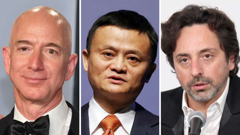 (left to right) Jeff Bezos, Jack Ma, Sergey Brin
