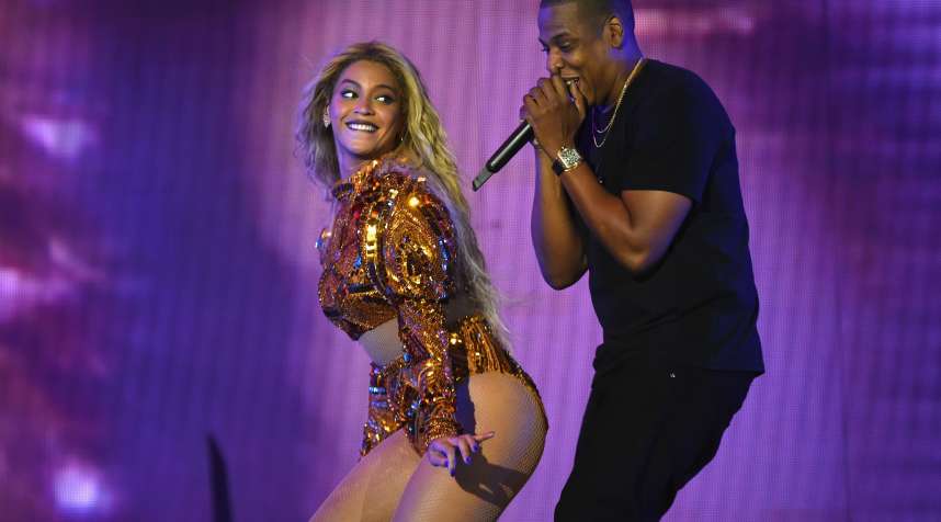 Entertainer Beyonce and Jay Z perform on stage during closing night of  The Formation World Tour  at MetLife Stadium on October 7, 2016 in East Rutherford, New Jersey.