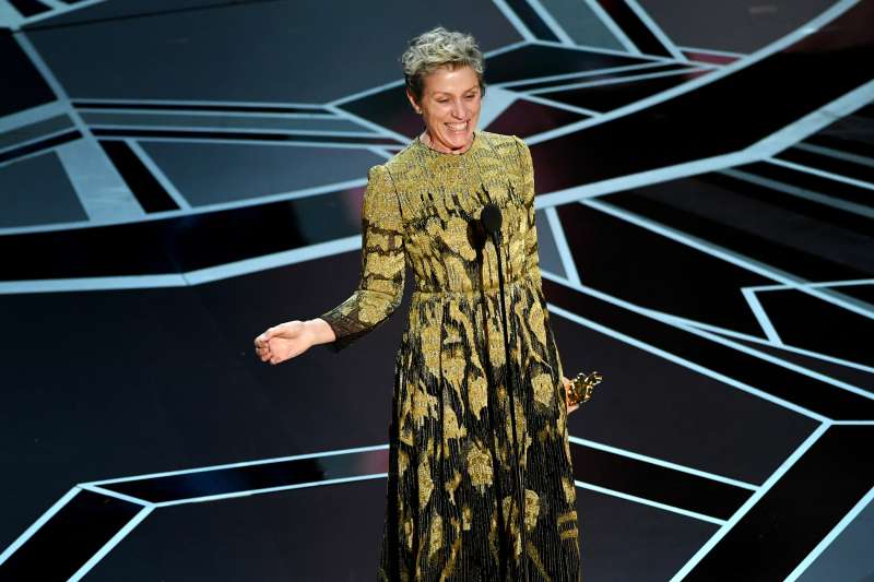 Actor Frances McDormand accepts Best Actress for 'Three Billboards Outside Ebbing, Missouri' onstage during the 90th Annual Academy Awards at the Dolby Theatre at Hollywood &amp; Highland Center on March 4, 2018 in Hollywood.