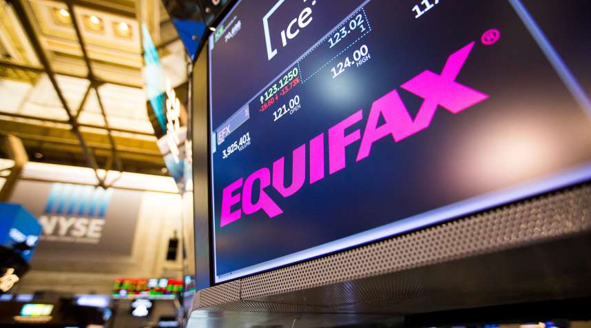 Equifax Inc. signage on the floor of the New York Stock Exchange
