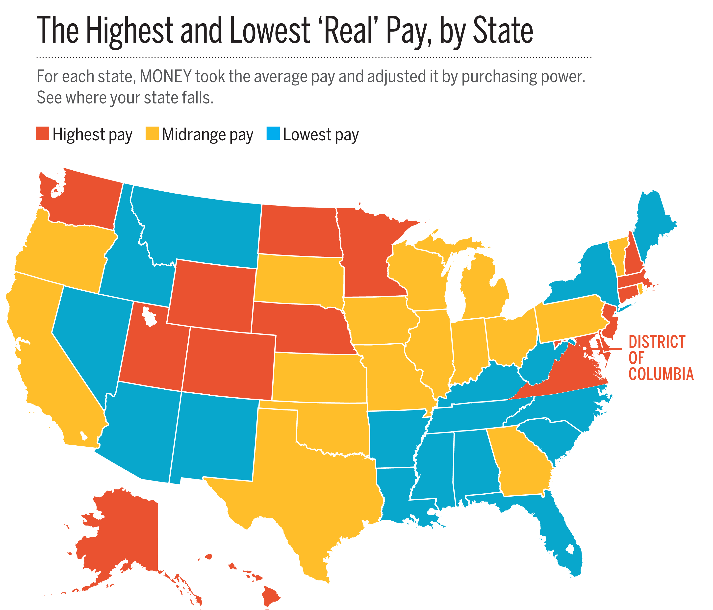 NOTE: Real pay values based on the 2015 median household incomes in the Census Bureau’s American Community Survey and the 2015 regional price parity from the U.S. Bureau of Economic Analysis.