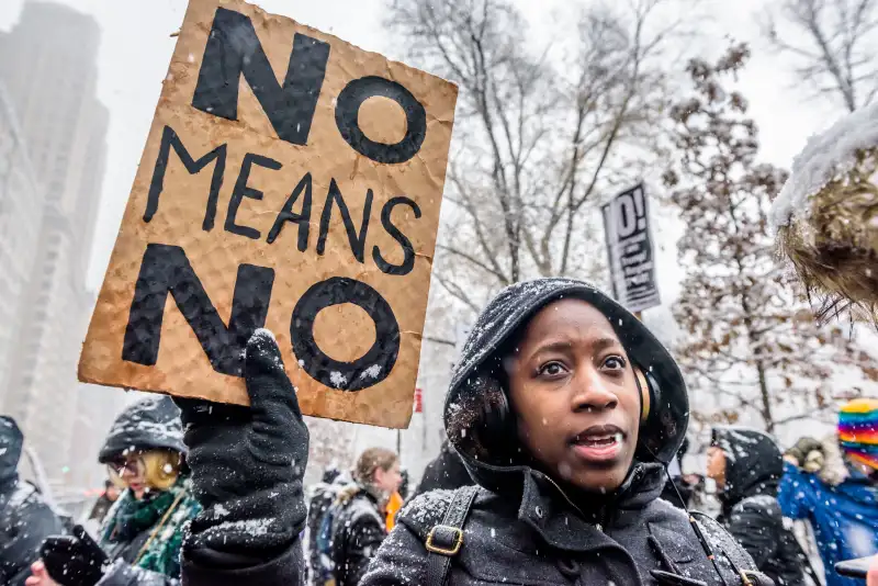 The #MeToo rally took place outside the Trump International