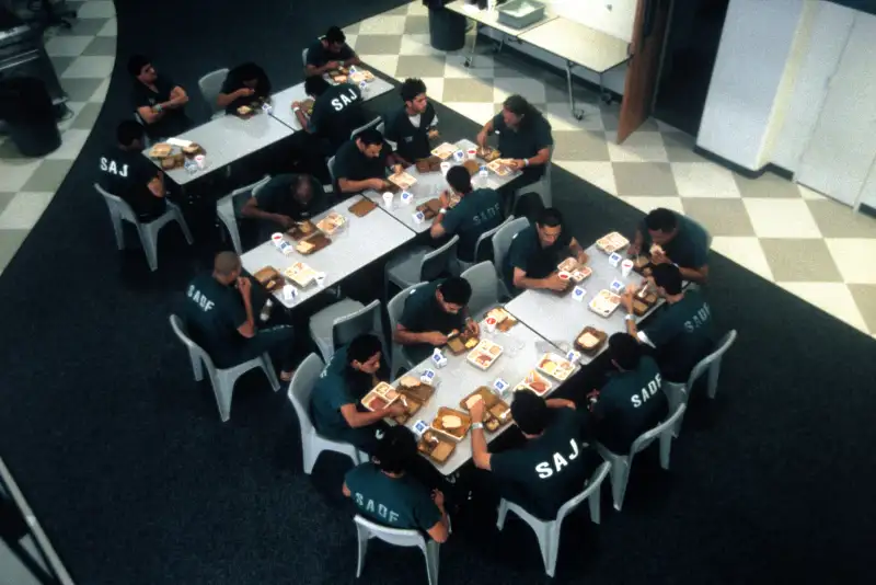 Inmates eating lunch, Santa Ana, CA