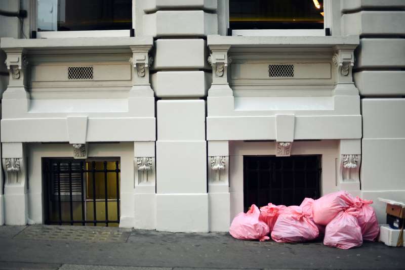 Pink garbage bags