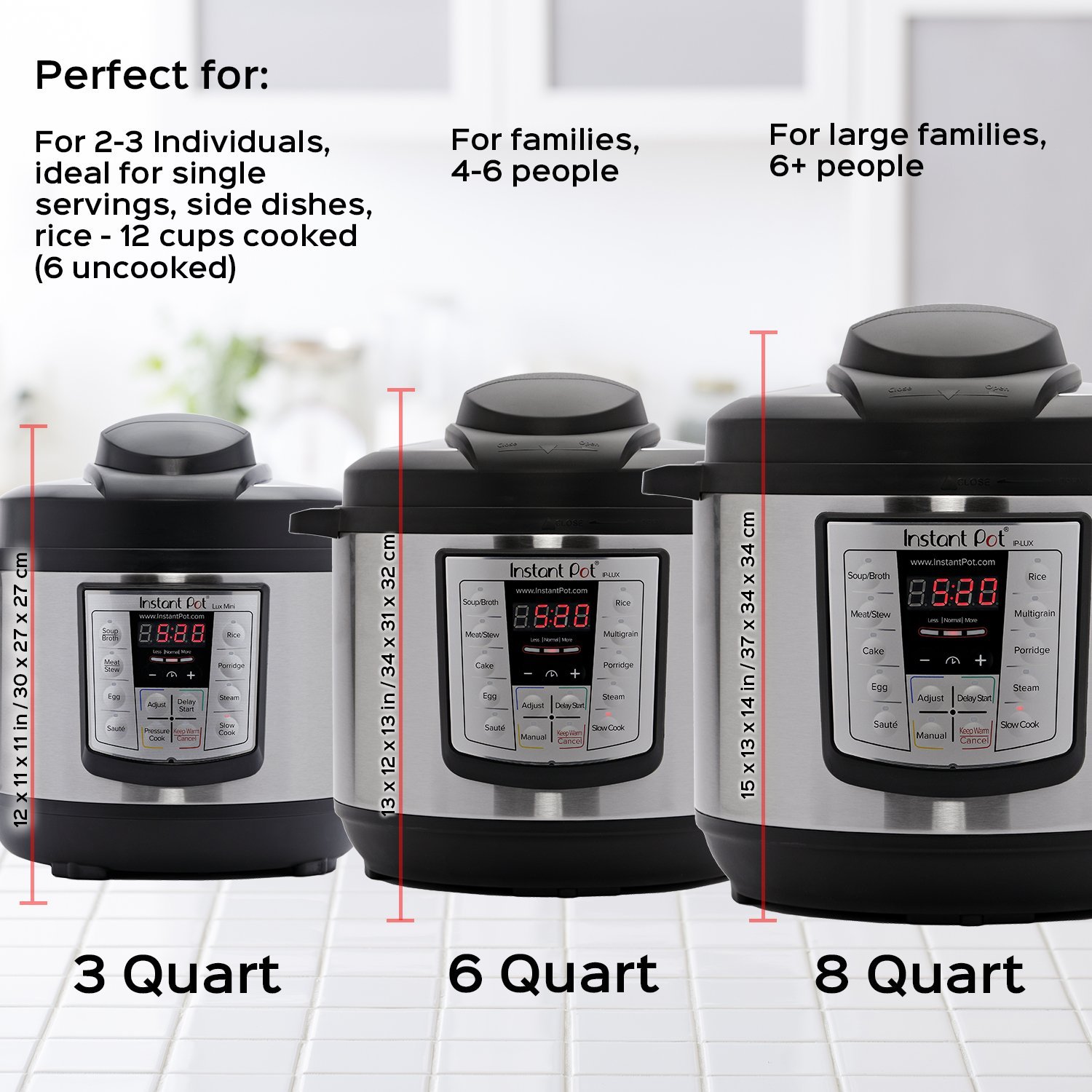 Instant Pot  DUO 3 quart vs 6 quart Size Comparison 