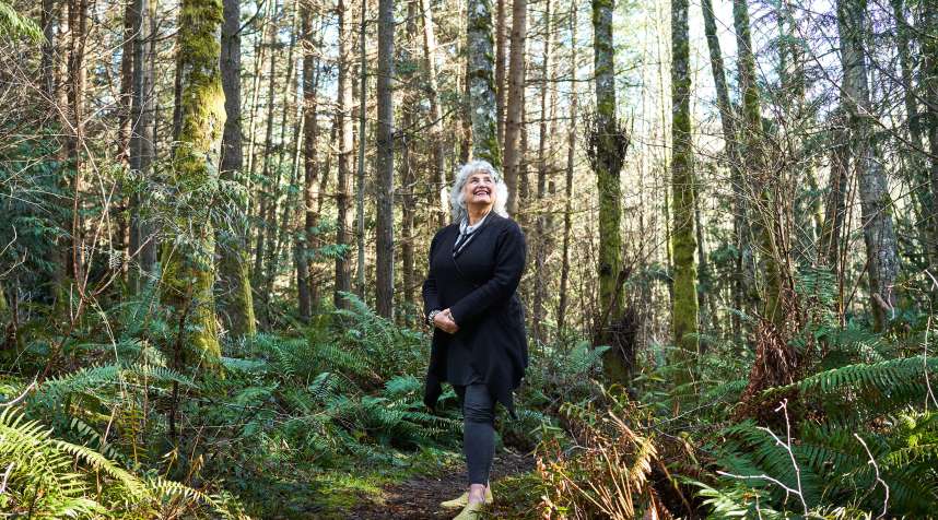 Author Vicki Robin on a favorite trail near her home in Whidbey Island, Wash., in March