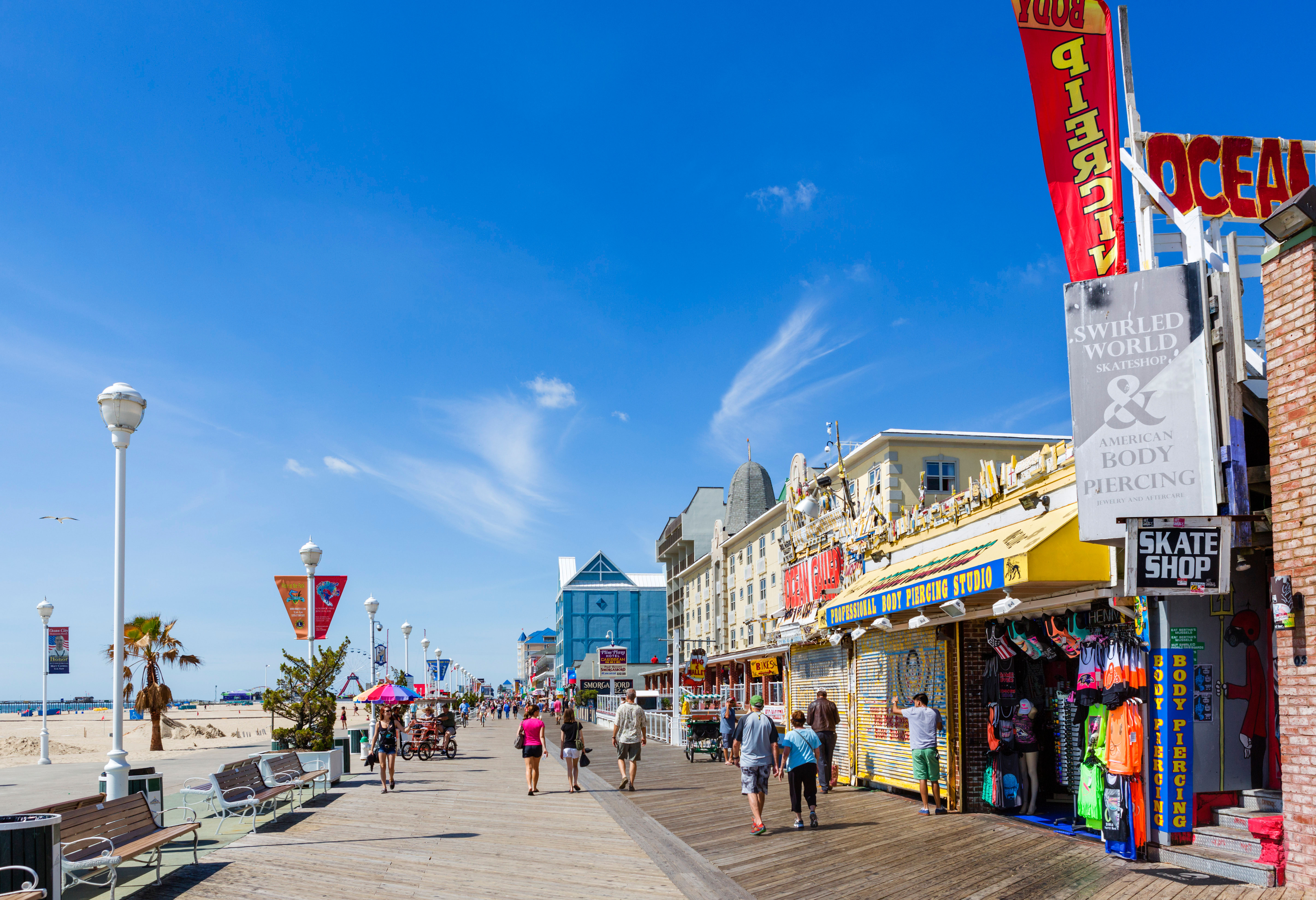 The boardwalk at Ocean City, Worcester County, Maryland, USA