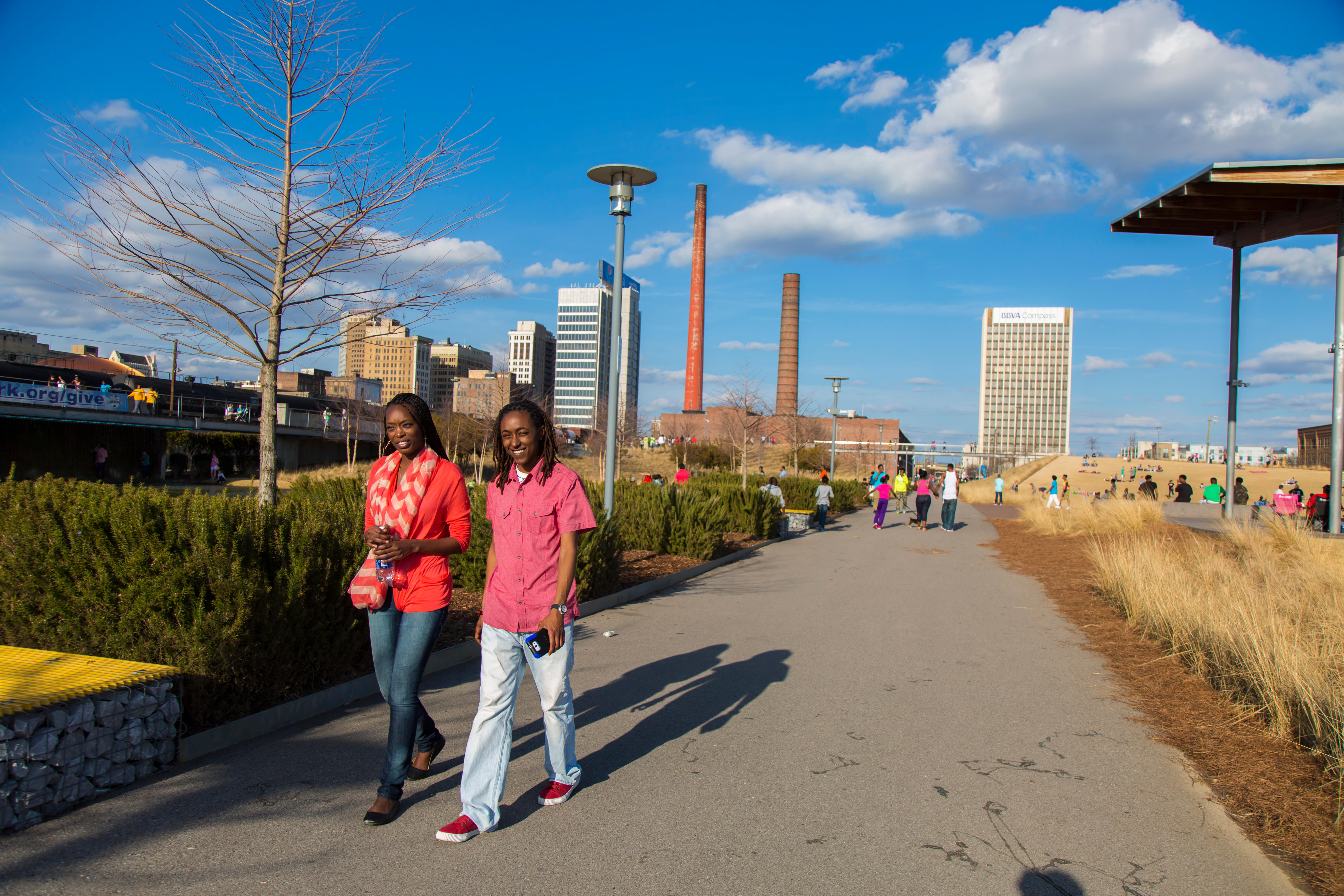 Railroad Park, an 8 block long green space that celebrates the city's industrial and artistic heritage.