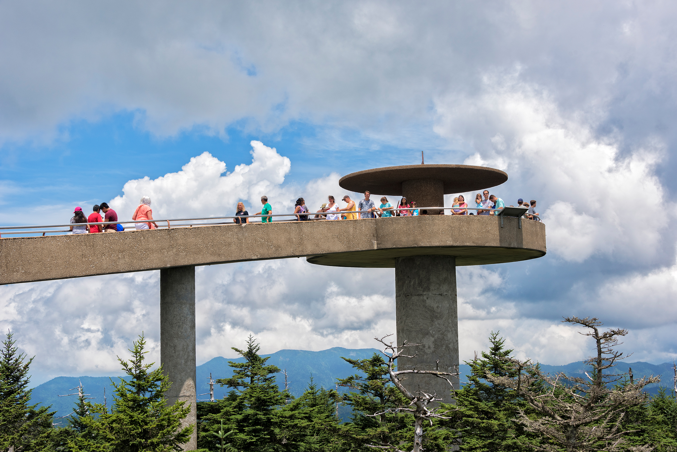 Clingmans Dome viewing point at the top of the Great Smoky Mountain National Park in Tennessee, Bryson City, July 14, 2016.