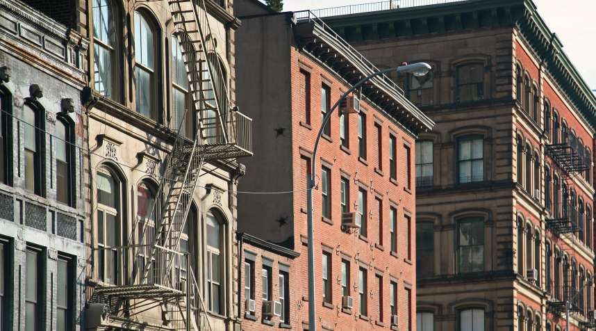 Loft apartment buildings in the Tribeca district of Manhattan, New York City.