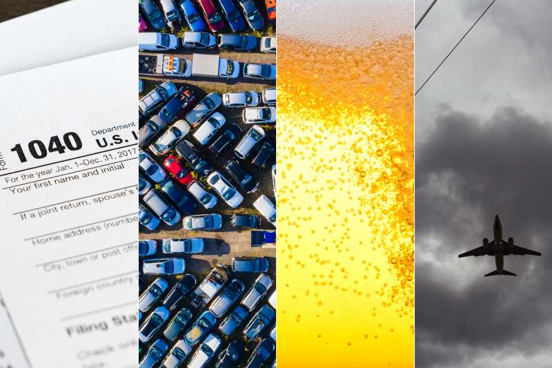 Tax forms, cars, beer and an airplane