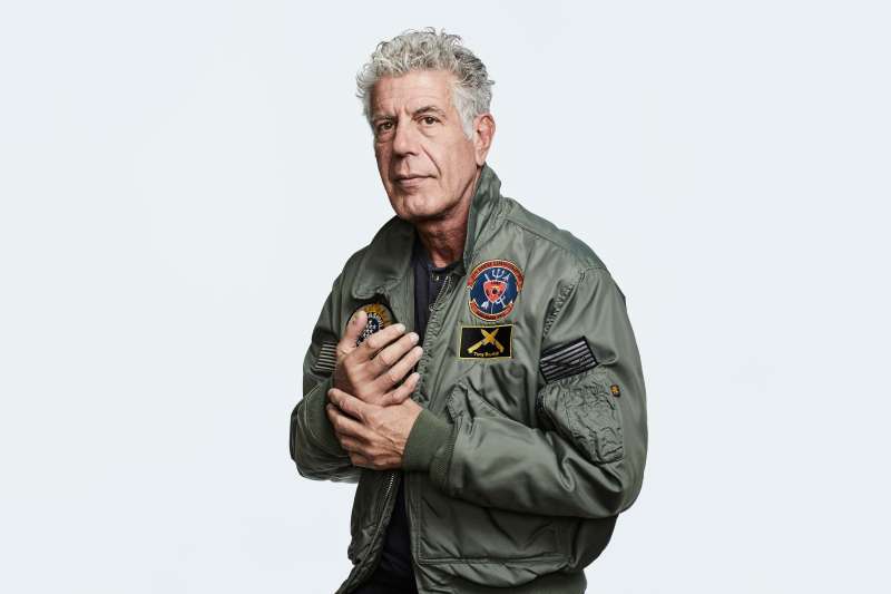 Anthony Bourdain posed for a Money Magazine cover shoot on January 18, 2018 wearing a bomber jacket he was gifted by the Marines who rescued him in Beirut in 2006.