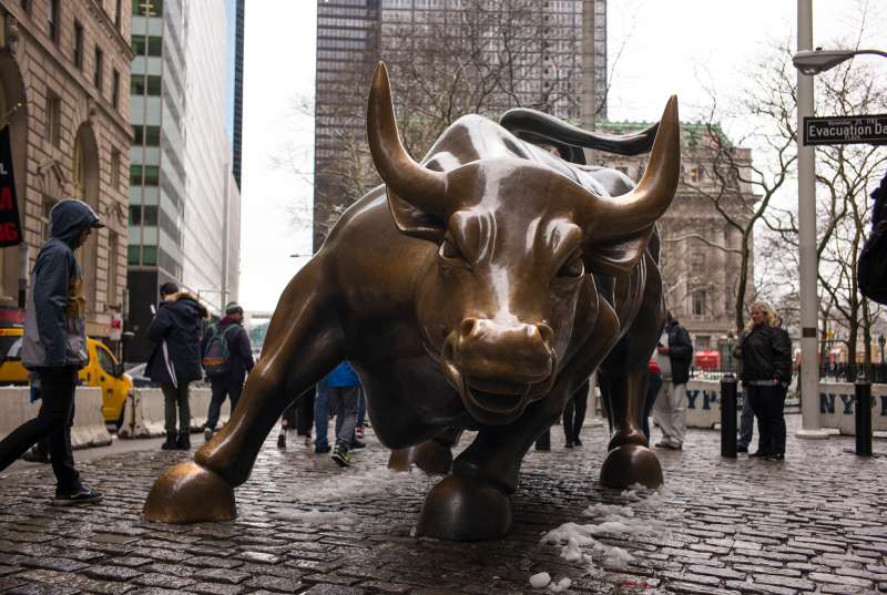 Charging Bull Near Wall Street