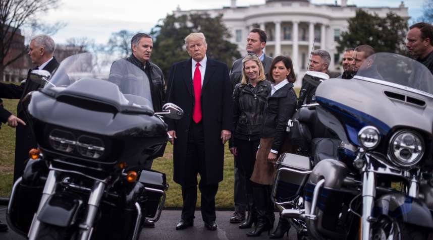 President Donald Trump met with Harley-Davidson executives and union workers on Feb. 2, 2017.