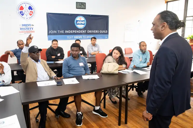 Nichodemus Obih asks a question in Sohail Rana’s IDG Five-Star Rating class, Bushwick, NY, June 28, 2018.