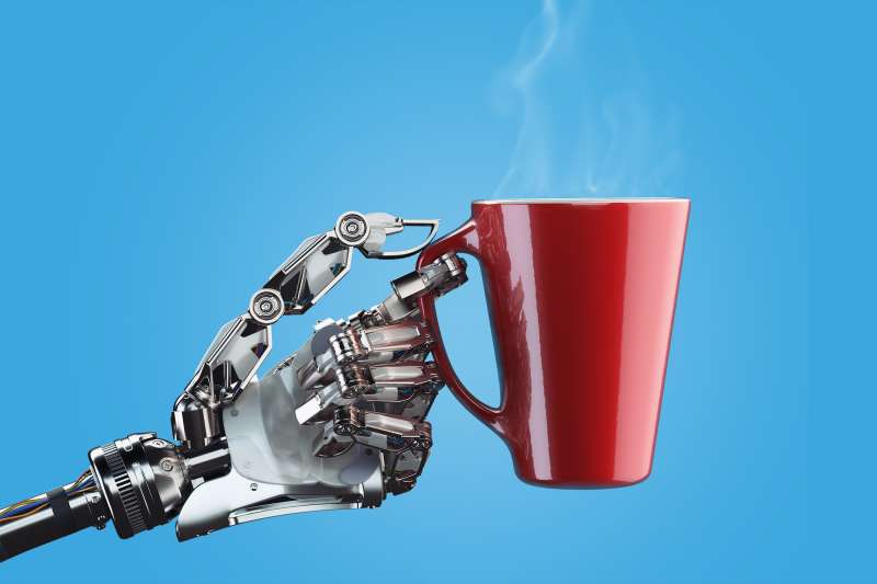 robot hand with coffee cup