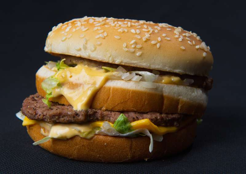 A photo of a McDonalds' Big Mac hamburge