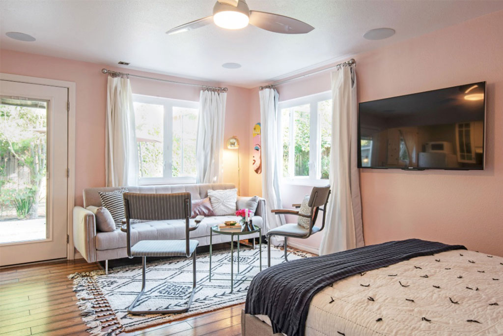 Jennifer and Louis Bankston, both teachers based in the Los Angeles area, rent out their converted guest house on Airbnb to help pay off their mortgage and credit card debit.