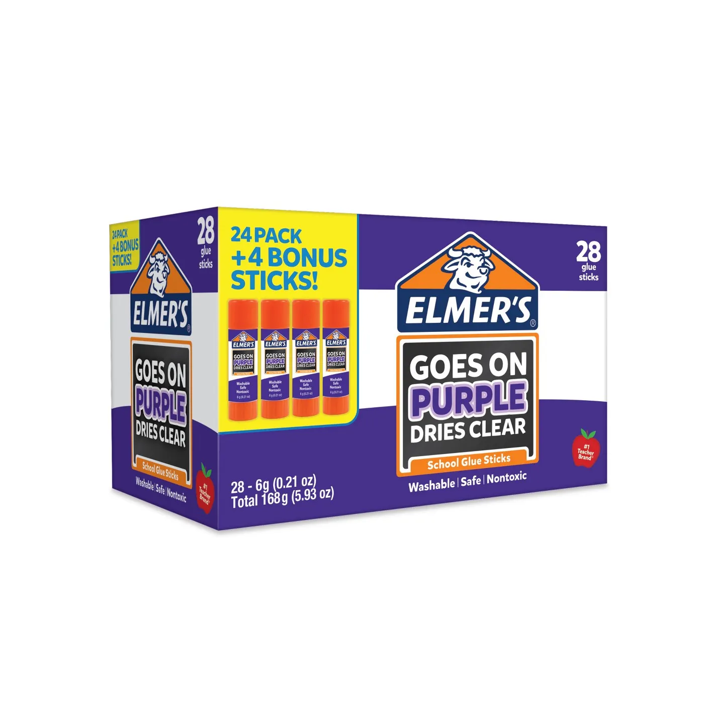 Elmer's 12pk Washable School Glue Sticks - Disappearing Purple : Target