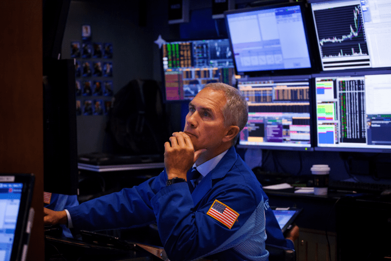 Trading On The Floor Of The NYSE As U.S. Stocks Hold Gains As Trump Pressures Apple