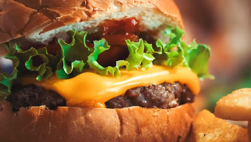 Close-up Hamburger with fast food